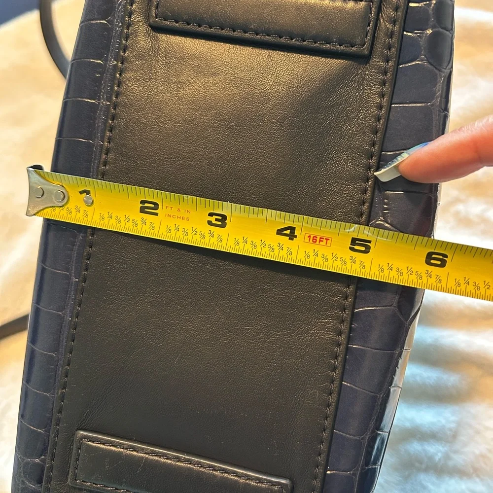 Tory Burch(AUTHENTIC) • Blue Croc-Embossed Backpack • - Picture 5 of 13